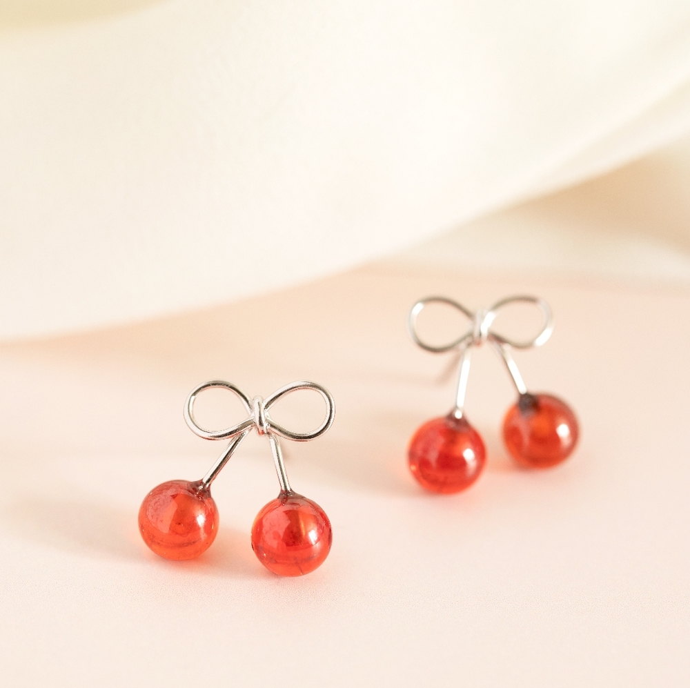 Cherry Drop Studs (S925) - Picture 4 of 7